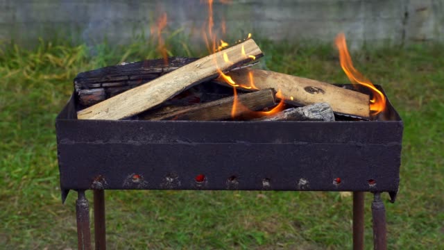 Verbrennung-von-Brennholz-im-grill