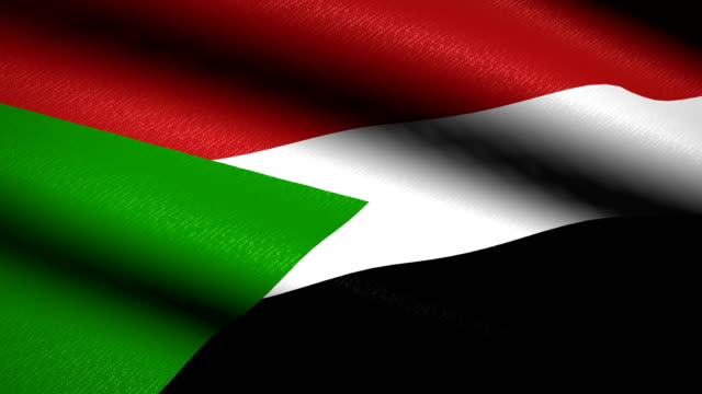 Sudan-Flag-Waving-Textile-Textured-Background.-Seamless-Loop-Animation.-Full-Screen.-Slow-motion.-4K-Video