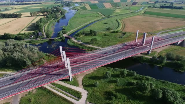 Aerial-of-Modern-Highway-Cable-Stayed-Bridge-on-River