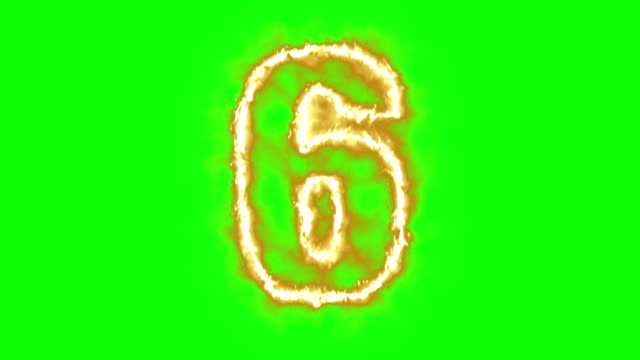 seis-caliente-ardiente-número-en-pantalla-verde