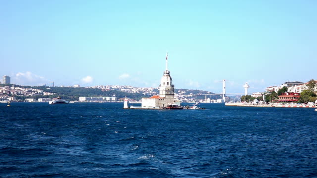 250-fps-Slow-Motion;-Maiden-Tower-mit-Bosporus-Hintergrund