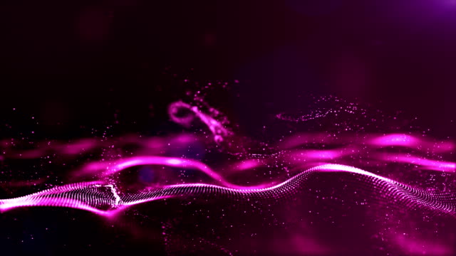 Onda-de-partículas-digital-abstracto-de-color-rosado-con-fondo-de-luz-movimiento-y-polvo