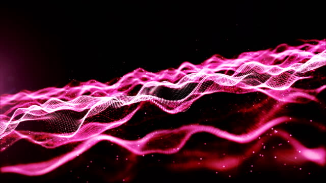 Abstrakte-rosa-Farbe-digitale-Partikel-Welle-mit-Staub-und-leichte-Bewegung-Hintergrund