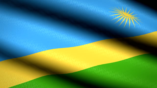 Rwanda-Flag-Waving-Textile-Textured-Background.-Seamless-Loop-Animation.-Full-Screen.-Slow-motion.-4K-Video