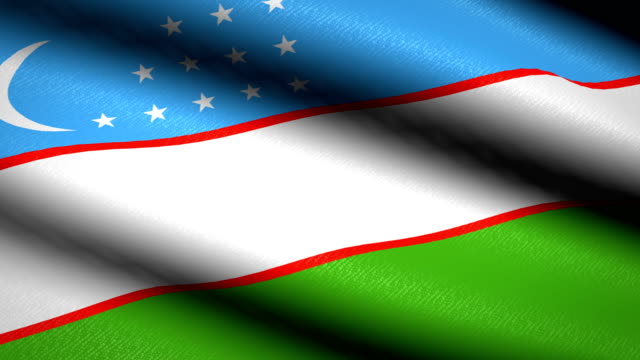 Uzbekistan-Flag-Waving-Textile-Textured-Background.-Seamless-Loop-Animation.-Full-Screen.-Slow-motion.-4K-Video