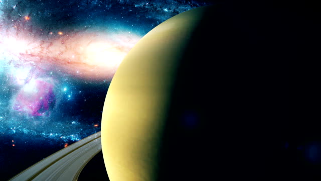 Realistic-beautiful-planet-Saturn-from-deep-space