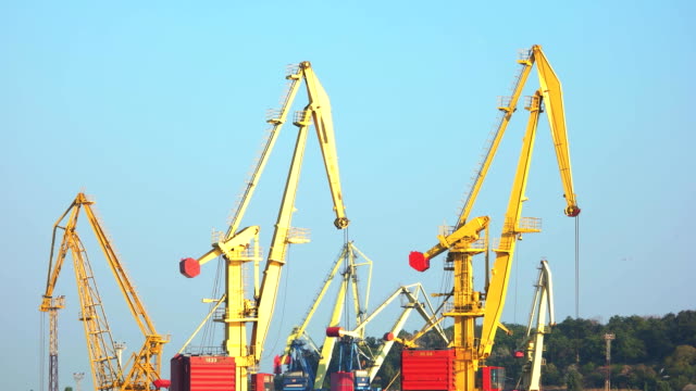Yellow-cranes-for-lifting-up-cargo.