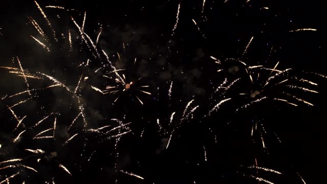 Fireworks-exploding-in-the-dark-night-sky-during-a-celebration
