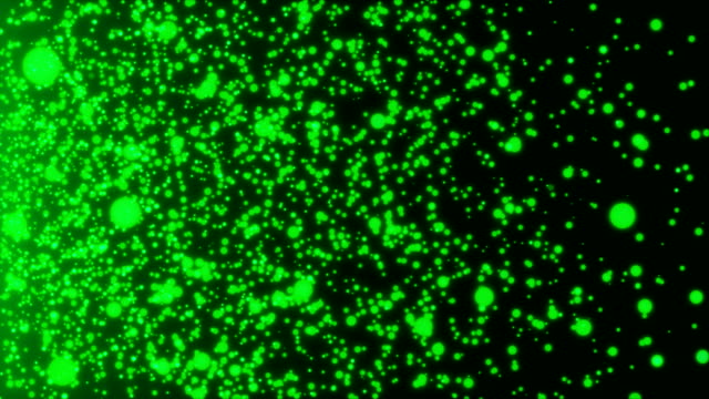 Many-abstract-small-green-particles-in-space,-computer-generated-abstract-background