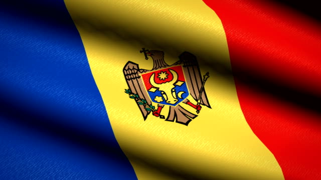 Moldova-Flag-Waving-Textile-Textured-Background.-Seamless-Loop-Animation.-Full-Screen.-Slow-motion.-4K-Video