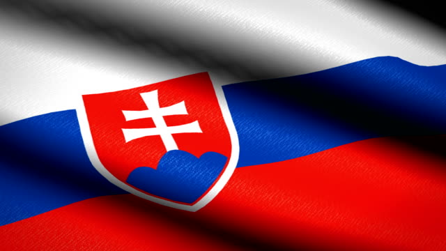 Slovakia-Flag-Waving-Textile-Textured-Background.-Seamless-Loop-Animation.-Full-Screen.-Slow-motion.-4K-Video