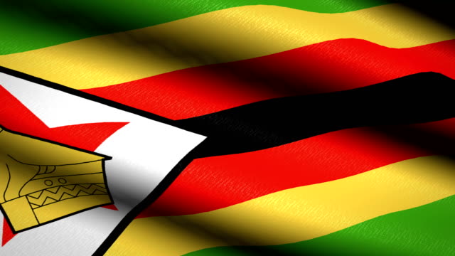 Zimbabwe-Flag-Waving-Textile-Textured-Background.-Seamless-Loop-Animation.-Full-Screen.-Slow-motion.-4K-Video