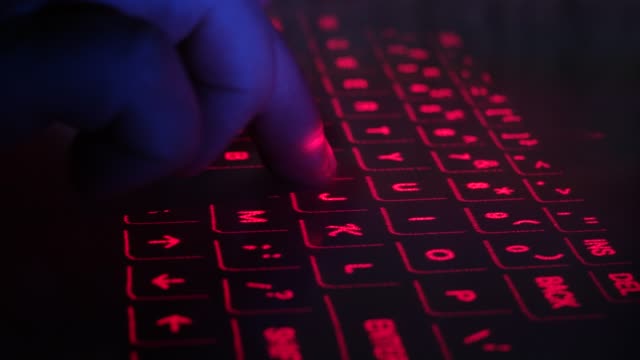 Typing-on-Laser-Projection-Keyboard-Close-Up-Shot