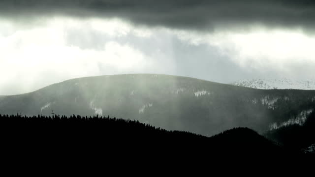 Nubes-de-trueno-de-lapso-de-tiempo-mover-arriba-invierno-Sierra-pino-oscuro-primer-plano-naturaleza-del-paisaje-forestal