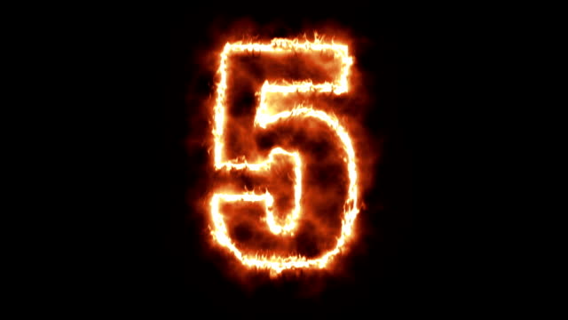 five

-hot-burning-number-on-black-background