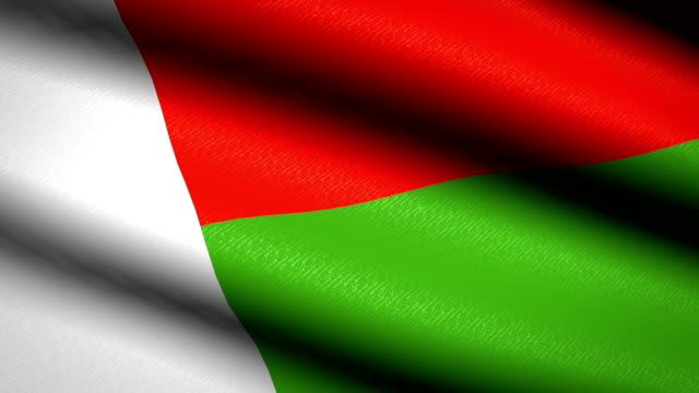 Bandera-de-Madagascar-ondeando-textil-textura-fondo.-Seamless-Loop-animación.-Pantalla-completa.-Cámara-lenta.-Vídeo-de-4-K