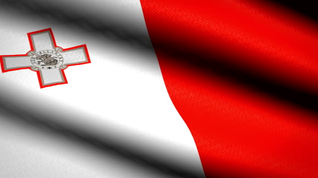 Malta-Flag-Waving-Textile-Textured-Background.-Seamless-Loop-Animation.-Full-Screen.-Slow-motion.-4K-Video