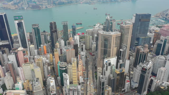 Tag-Zeit-Cityscape-downtown-Victoria-Harbour-Antenne-Panorama-4k-Hongkong