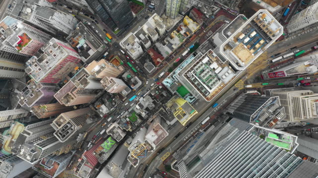 día-tiempo-paisaje-urbano-chai-wan-distrito-aéreo-arriba-abajo-panorama-4k-hong-kong
