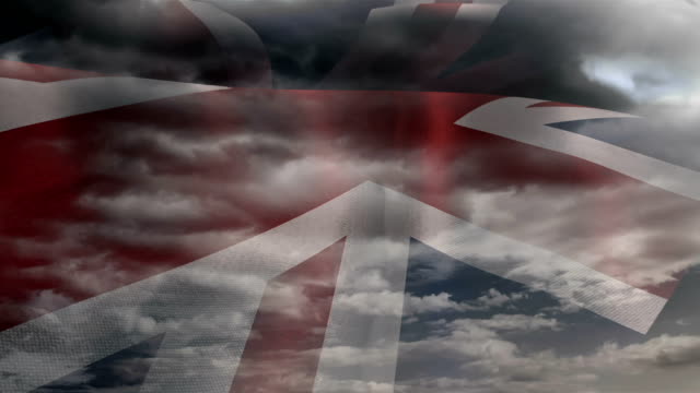 Flagge-von-England-winken-gegen-Himmel-und-Wolken-4k