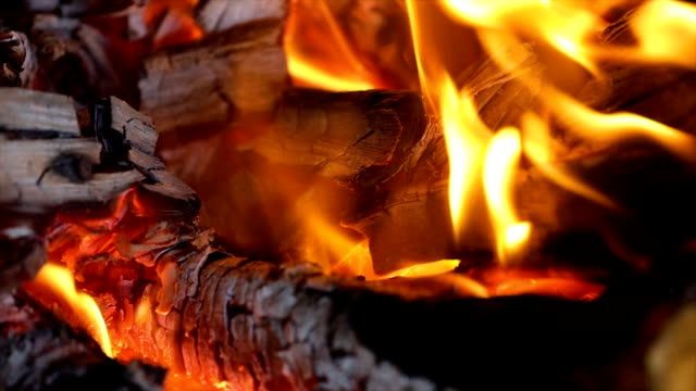 Flames-of-fire-on-black-background-in-slow-motion