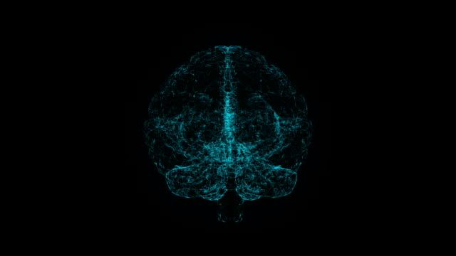 3D-render-rayos-estilo-imagen-de-rotación-del-cerebro-humano.-Resumen-futurista-ciencia-y-la-tecnología-motion-fondo-azul