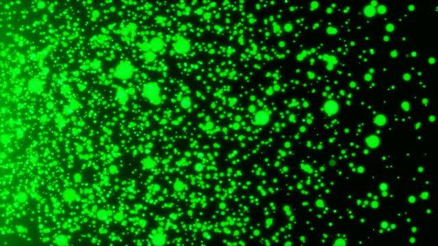 Many-abstract-small-green-particles-in-space,-computer-generated-abstract-background