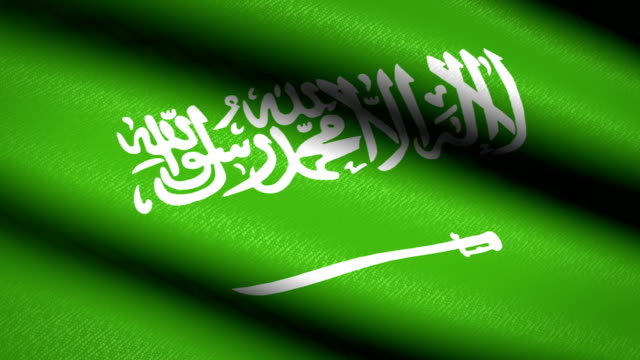 Saudi-Arabien-Fahnenschwingen-Textile-strukturierten-Hintergrund.-Seamless-Loop-Animation.-Vollbild.-Slow-Motion.-4K-Video