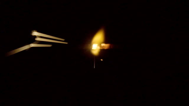 Firework-sparkler-burning-on-black-background-in-slow-motion