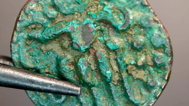 Close-up-of-very-old-coins