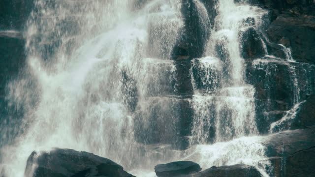 Slow-motion-footage-of-Skok-waterfall-in-the-Mlynicka-dolina-in-High-Tatra-mountains,-Slovak-Republic