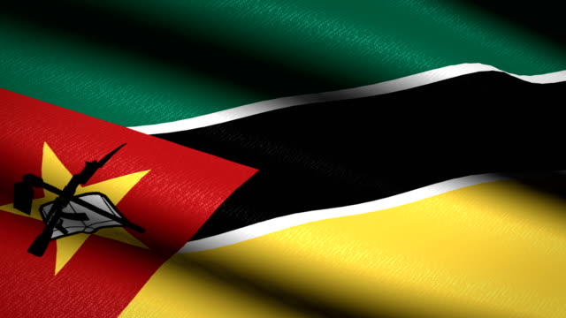 Mozambique-bandera-ondeando-textil-textura-de-fondo.-Seamless-Loop-animación.-Pantalla-completa.-Cámara-lenta.-Vídeo-de-4-K