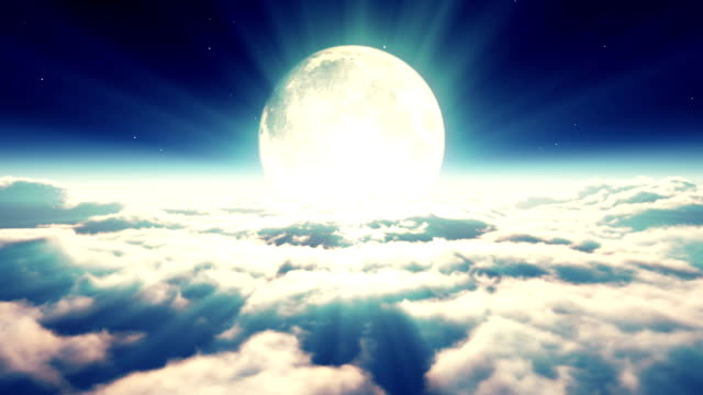 Traum-Fliege-in-Wolken-und-Mond-4k