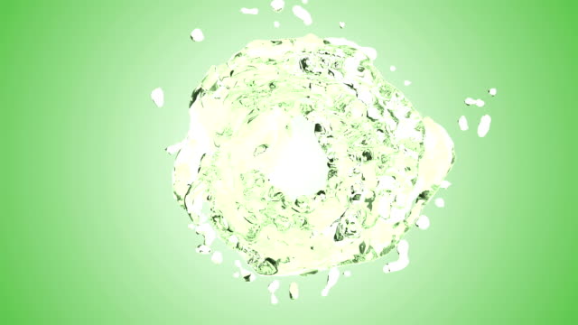 Green-water-splash-with-bubbles-of-air-with-white-background