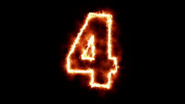 vier-brennende-heiße-Nummer-auf-schwarzem-Hintergrund