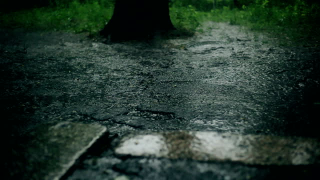 Closeup-shot-of-heavy-rain-on-road-Rain-Road