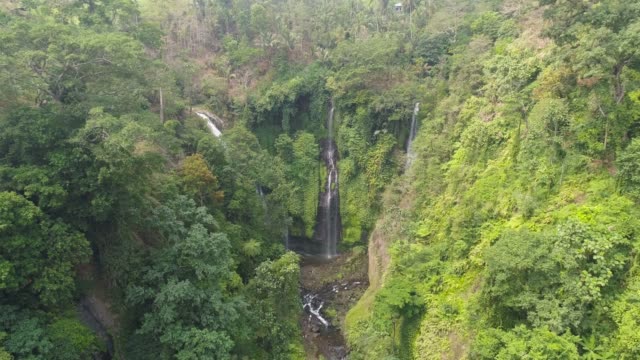 Hermosa-cascada-tropical-Bali,-Indonesia