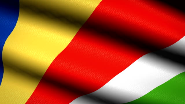 Seychelles-Flag-Waving-Textile-Textured-Background.-Seamless-Loop-Animation.-Full-Screen.-Slow-motion.-4K-Video