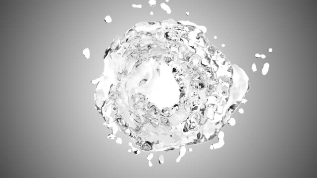 Water-splash-with-bubbles-of-air-with-white-background