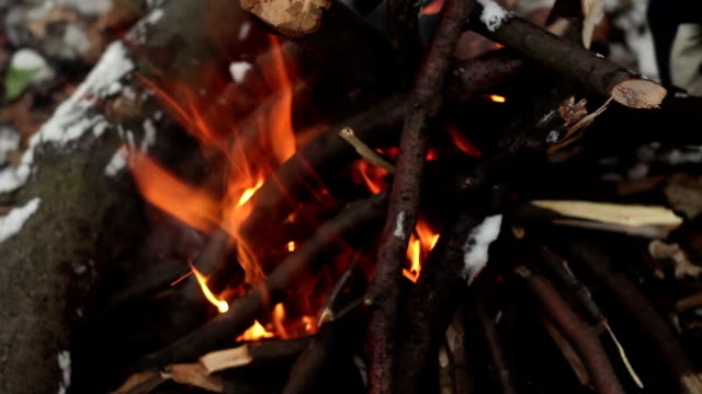 Brennende-krabbelt-Holz-schließen-sich-der-roten-heißen-Feuer