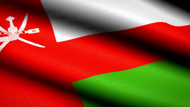 Oman-Flag-Waving-Textile-Textured-Background.-Seamless-Loop-Animation.-Full-Screen.-Slow-motion.-4K-Video