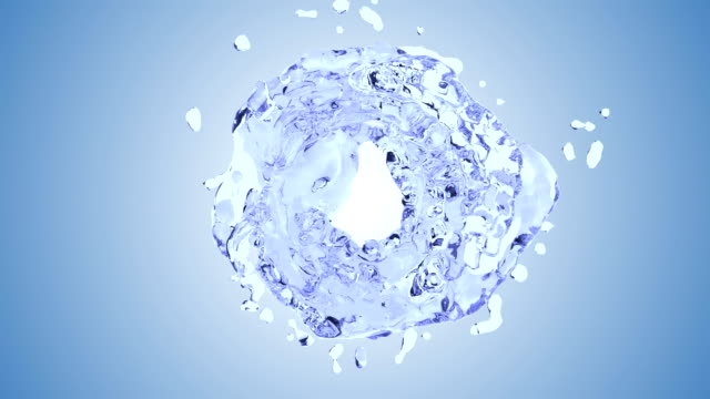 Blue-water-splash-with-bubbles-of-air-with-white-background