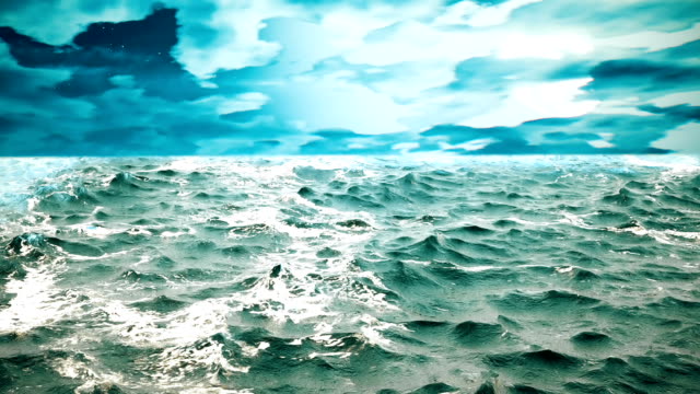 Animación-de-alta-calidad-de-olas-del-mar-con-hermoso-cielo-en-el-fondo.-Bucle.