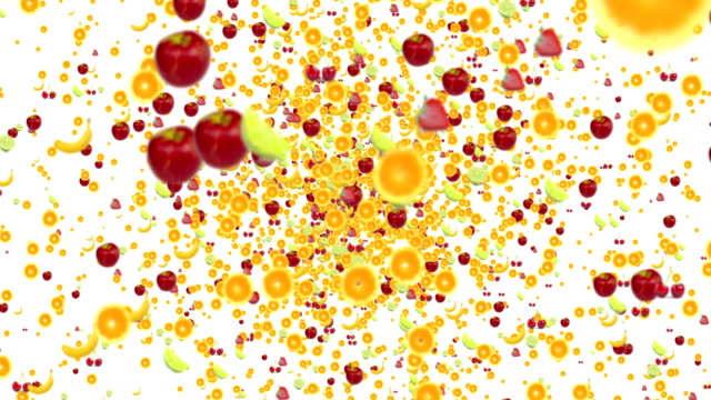fruits-animation-flying-in-vortex-on-white-background-with-fade-out,-loop-seamless