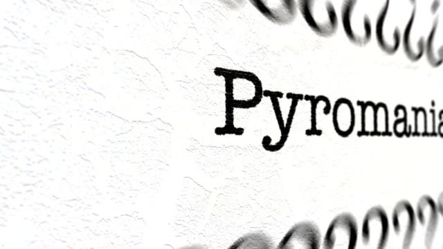 Pyromania-Text-auf-Kamera-Folie