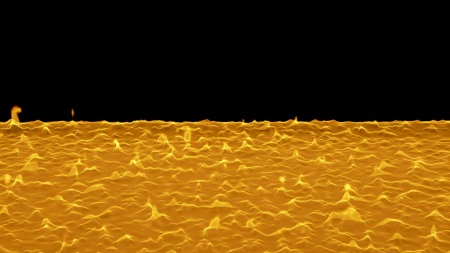 Feurige-horizontale-Oberfläche-auf-schwarzem-Hintergrund.-Geloopten-video