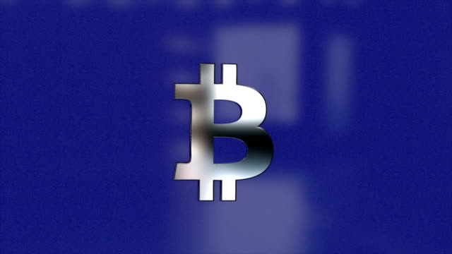 Abstrakte-Animation-von-Bitcoin-Währungszeichen.-Krypto-Währung-Bitcoin.-Globale-Internet-weltweit.-Blauer-Hintergrund
