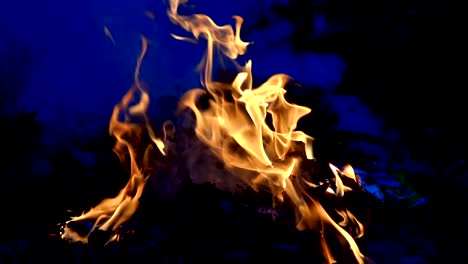 Slow-motion-fire-flame-burning-on-sunset-is-beautiful-dark-background