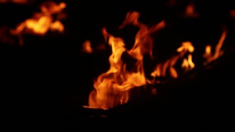 Closeup-of-flames-burning-on-black-background