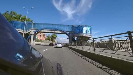 Time-lapse-moving-driving-on-Saint-Petersburg-roads.-Hyperlapse-on-sunny-summer-day